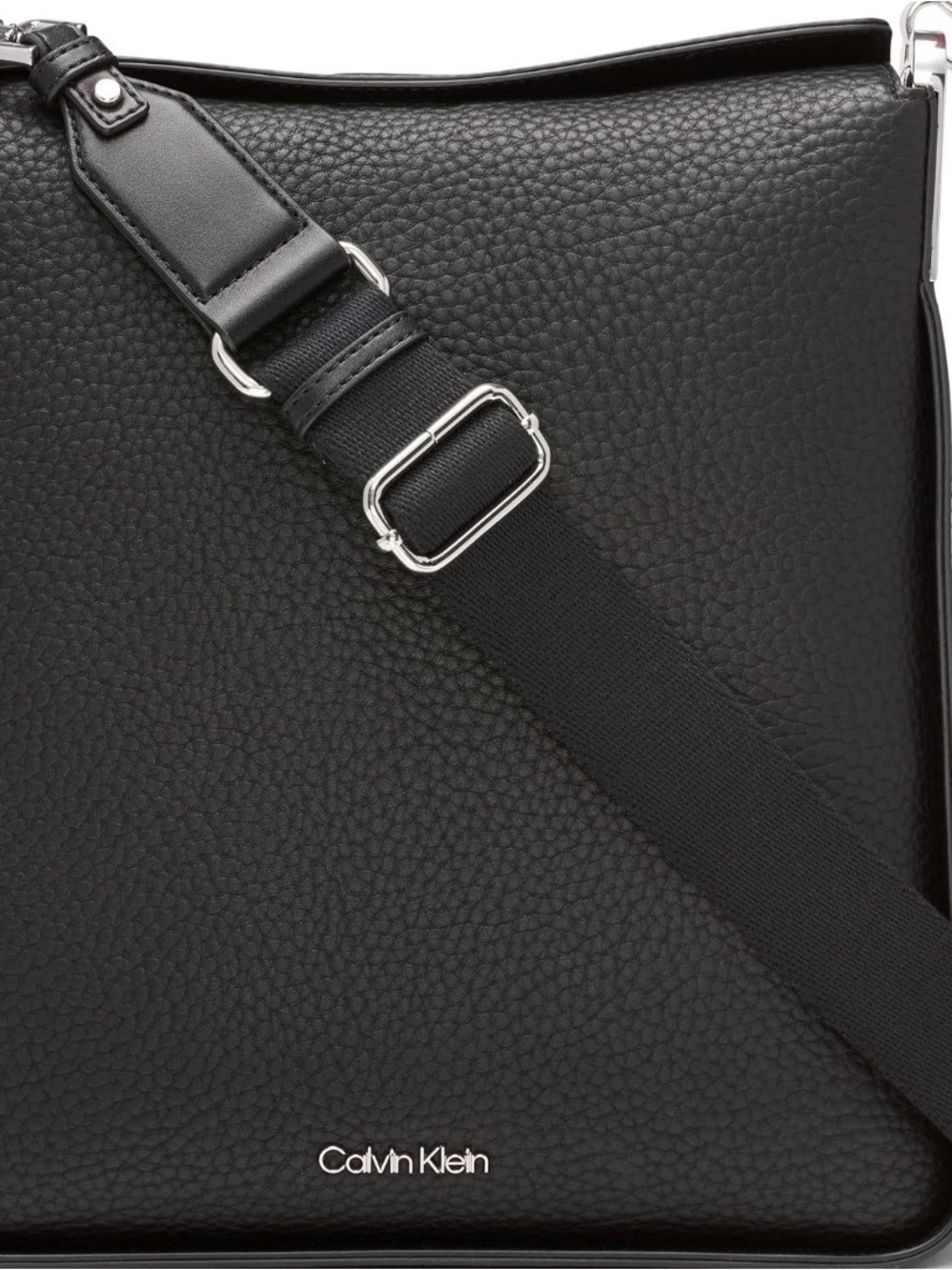 Calvin Klein Black Pebbled Leather Crossbody Bag